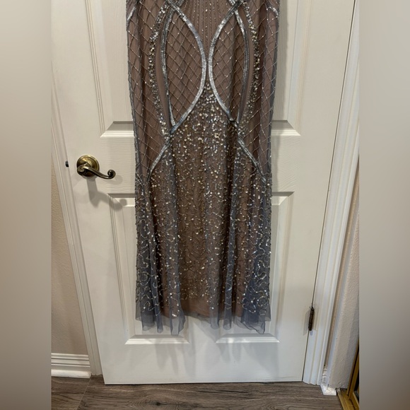 ADRIANNA PAPELL Beaded Fringe Trim Gown - Picture 6 of 11